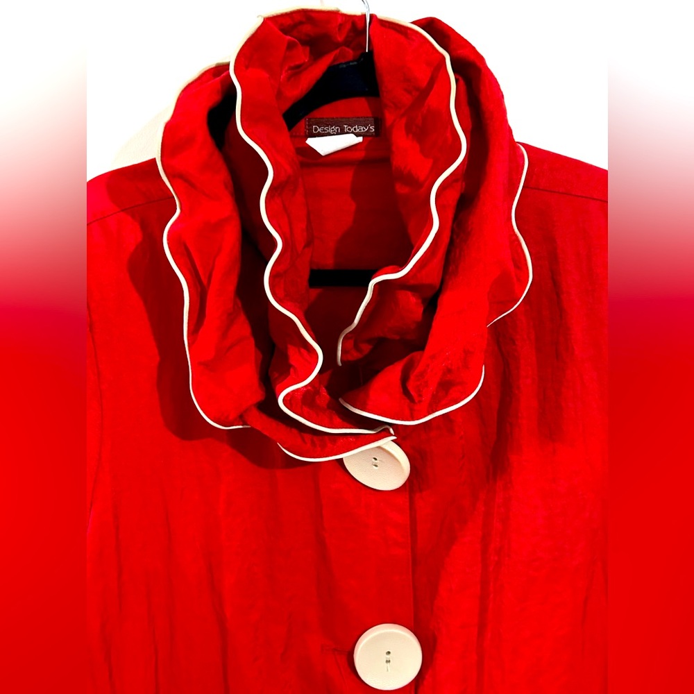 RARE Vintage Avant Garde Lightweight Coat Cherry Red size L - Picture 2 of 8